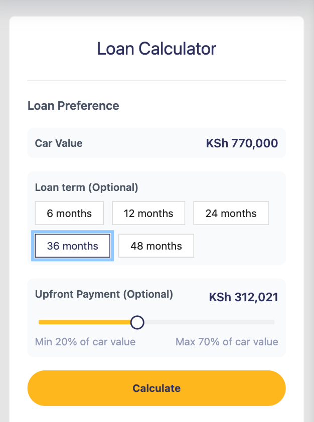 Loan calculator inputs